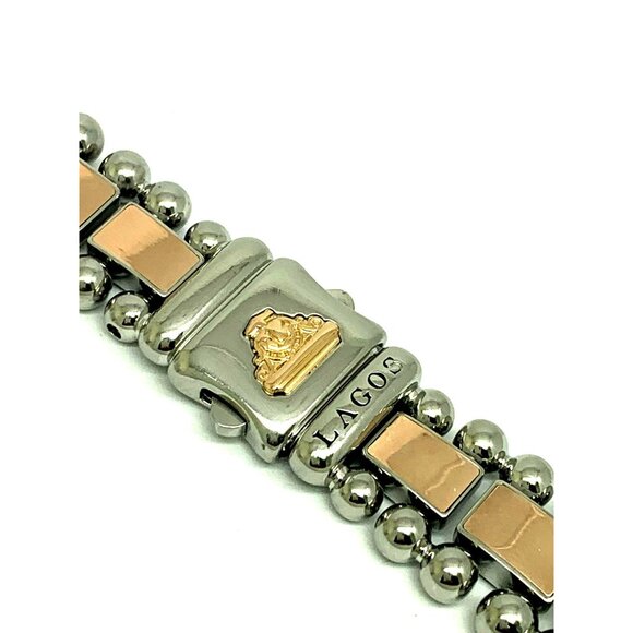 Lagos Apple Watch 38-45mm Band Stainless Steel 18k Rose Gold Smartwatch Strap - Picture 12 of 13